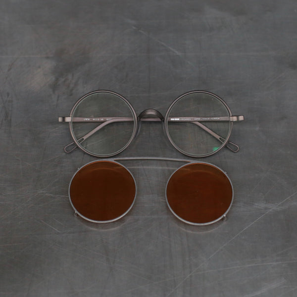 RIGARDS*UMA WANG Joint Magnetic Round Frame Sunglasses RG00UW50 Series RG-RG00UW50-HTJSTMSWY Grey Frame + Titanium Frame Transparent Lenses + Salmon Lenses